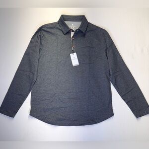 NWT VEBOON Men's Polo Shirt Heathered Gray long sleeve size Medium Casual Work